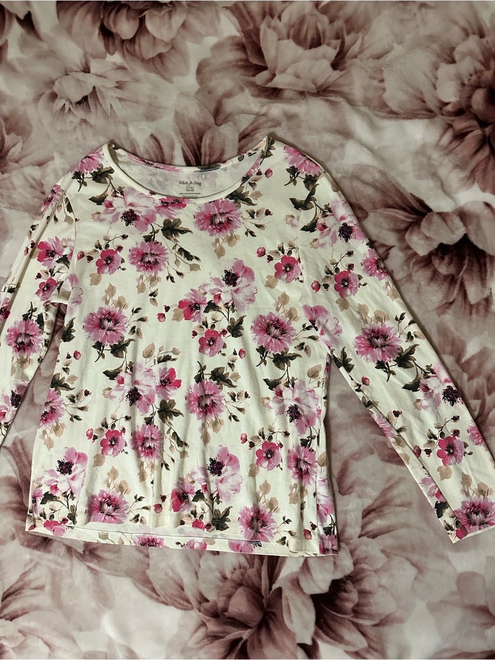 White Stag Cotton Pink Floral Long Sleeve Tee